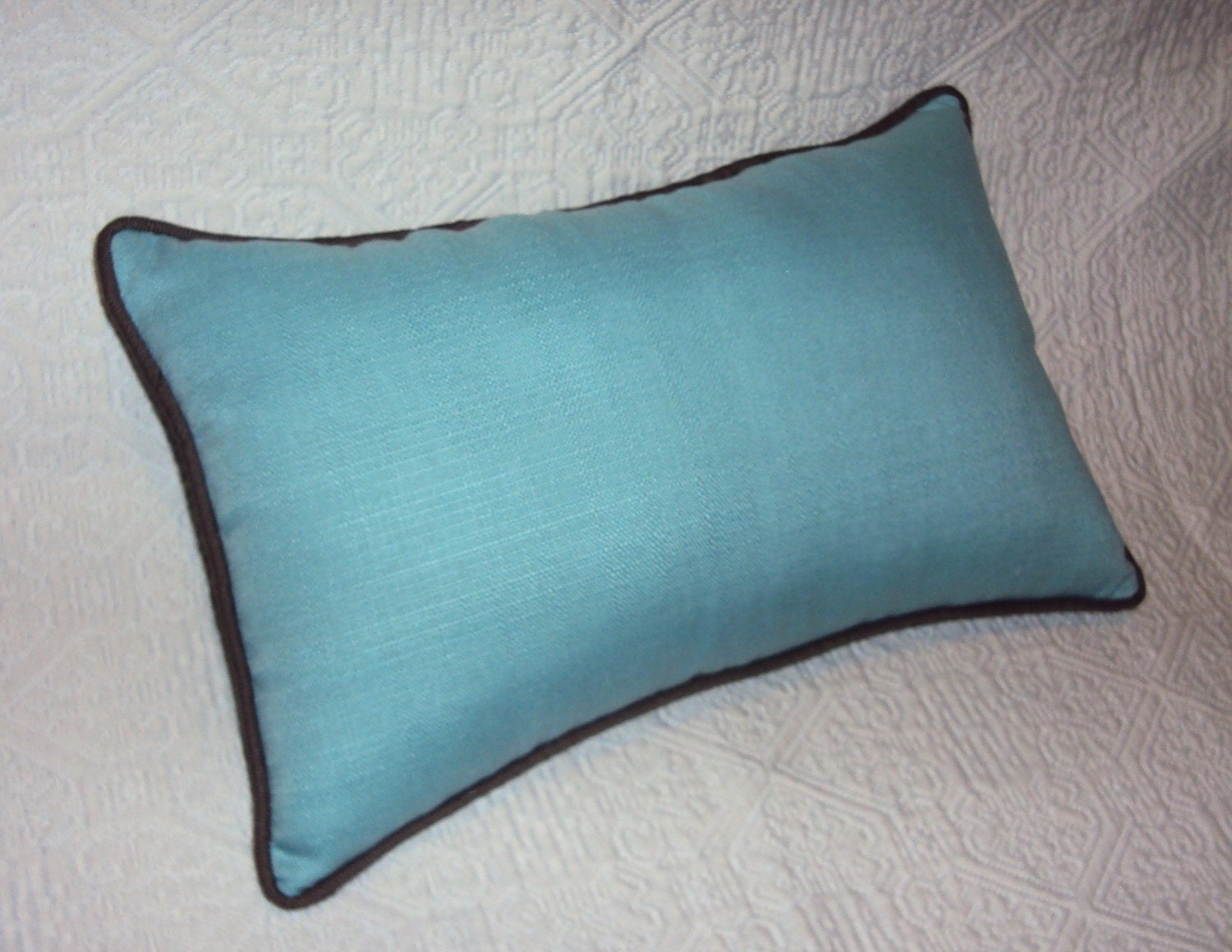 Aqua Blue Indoor Outdoor Fabric Mini Lumbar Pillow With by idari
