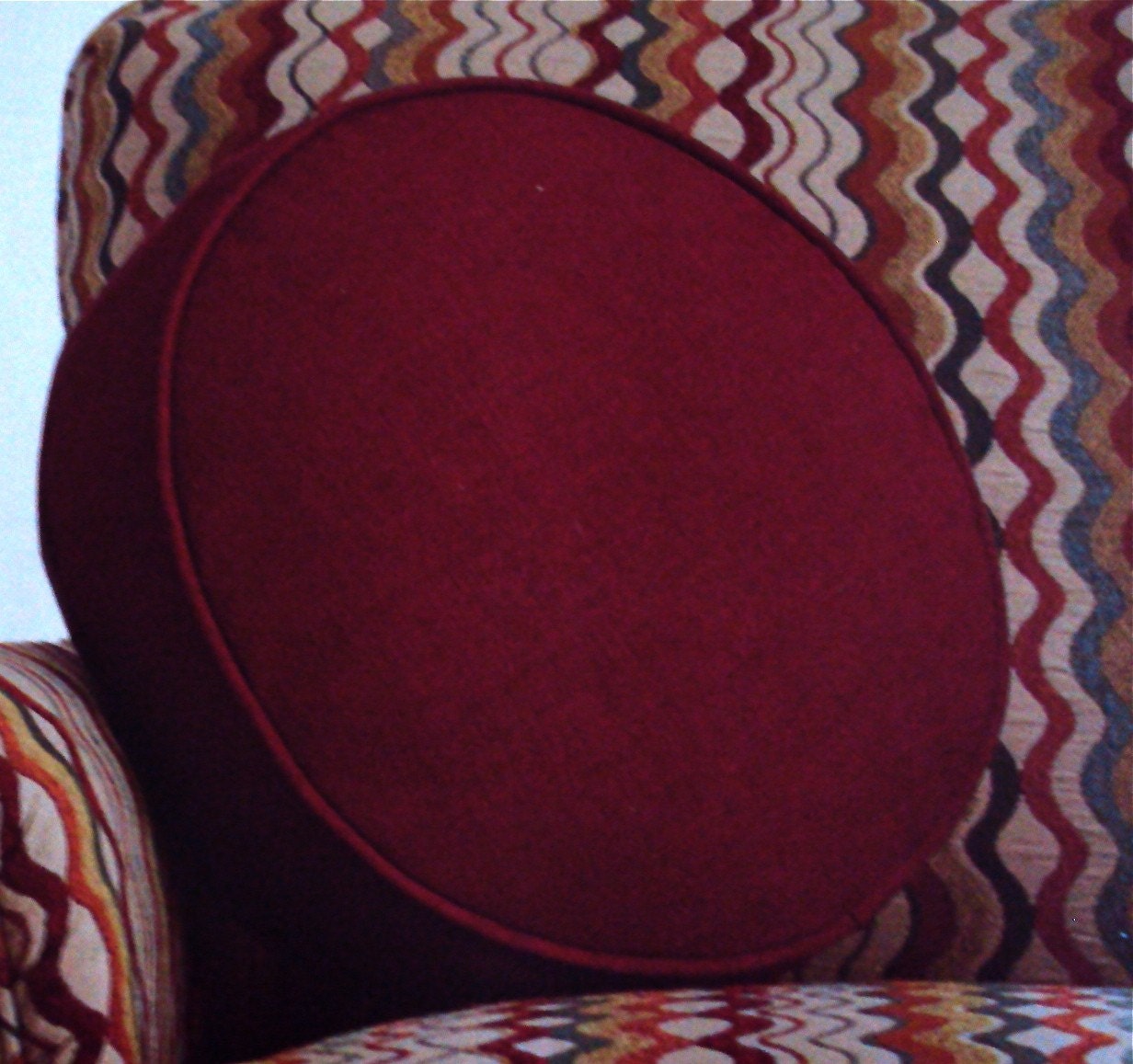 Round Pillow or Cushion/Floor Pillow In Deep Red Fabric by idari