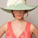 Sun Hat - Mint straw with cream flowers - Ladies Designer Hat