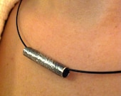 Necklace Fine Silver -AW Textured Fine Silver Tube - 1