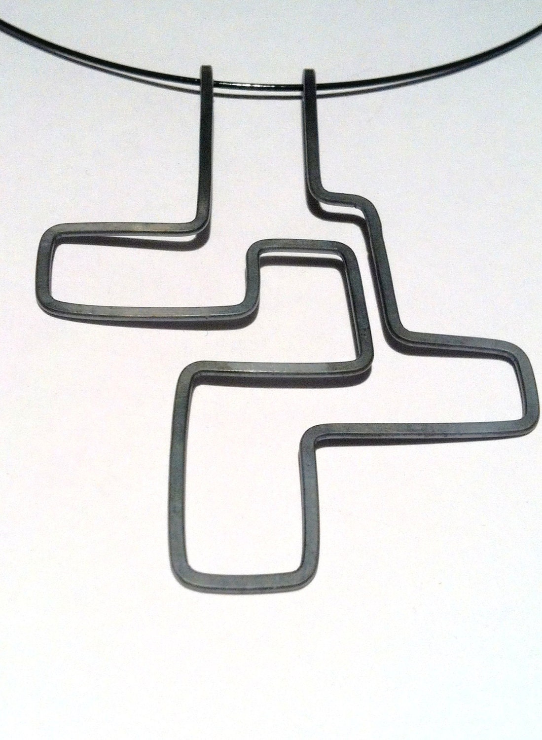 Necklace - Geometric Grey Sterling Silver