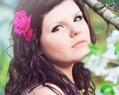 Fuchsia Rose Hair Clip