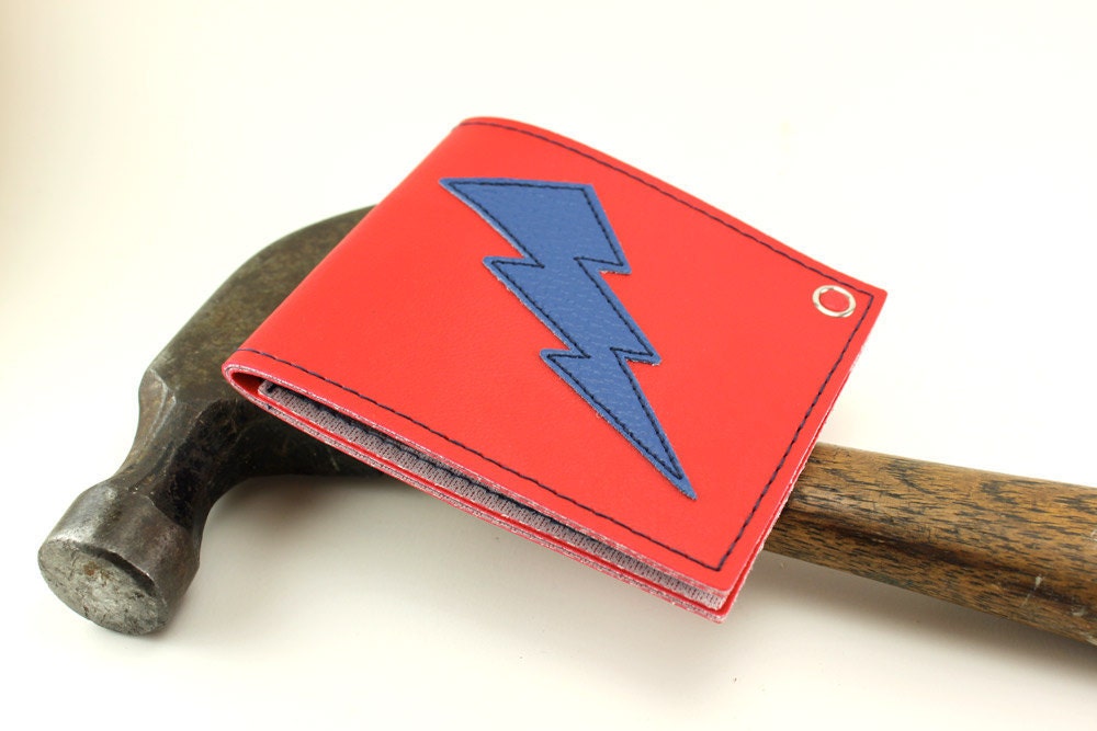 Lightning Bolt Wallet in Red and Blue - Puttin the hammer down