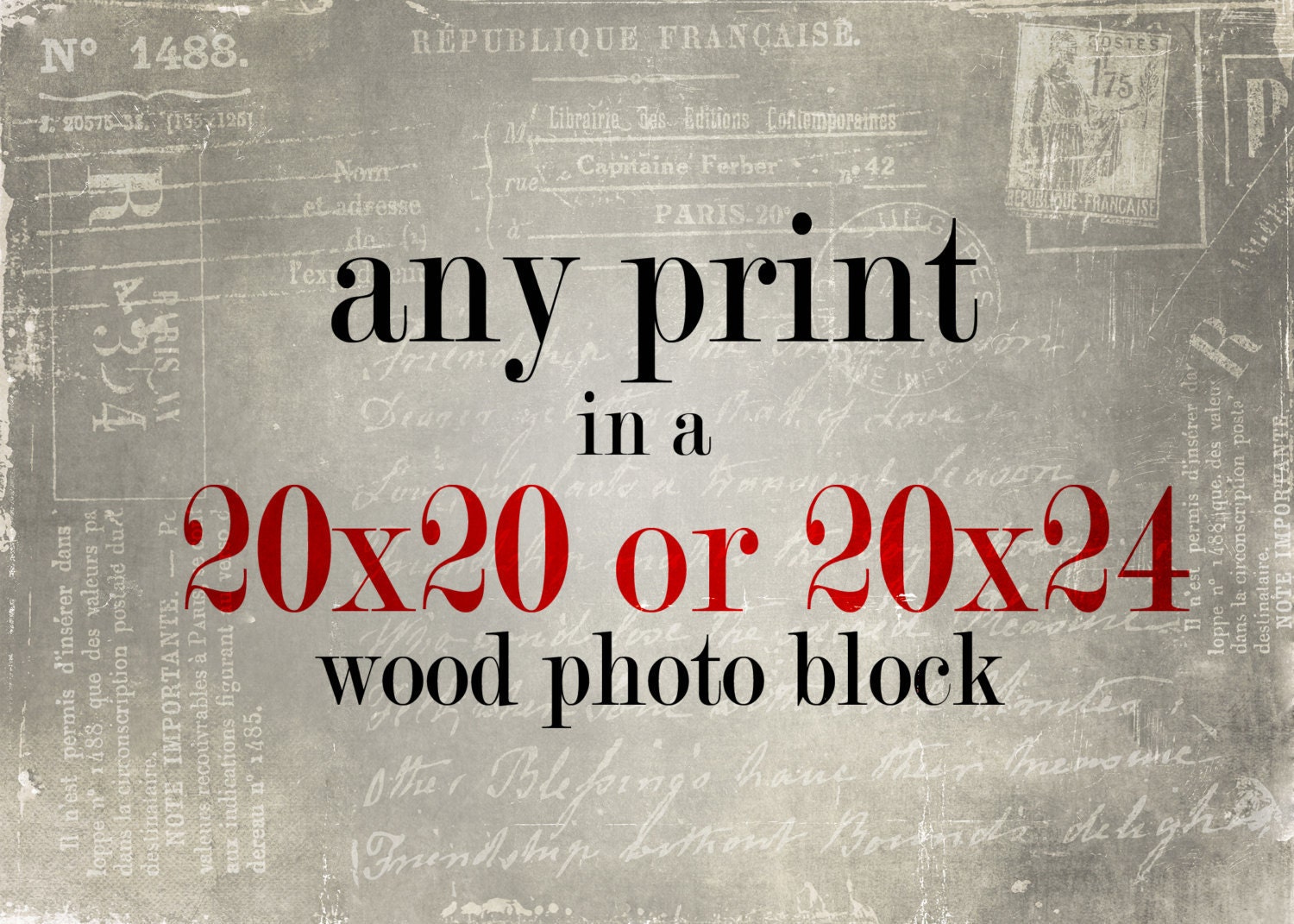 PERSONALIZED-Wood Photo Block-  Fine Art Photo Block -    20x20 or 20x24