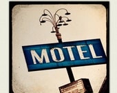Chicago Photography - vintage motel sign wall art -     The Guest House, Chicago prints, retro decor, peacock blue, deep teal