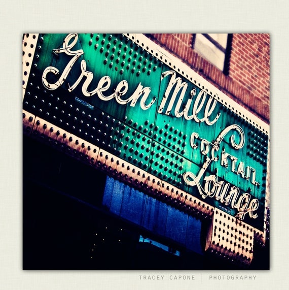 Chicago photograph - Etsy wall art, Chicago home decor - The Green Mill - emerald green, Chicago print, Vintage marquee photography