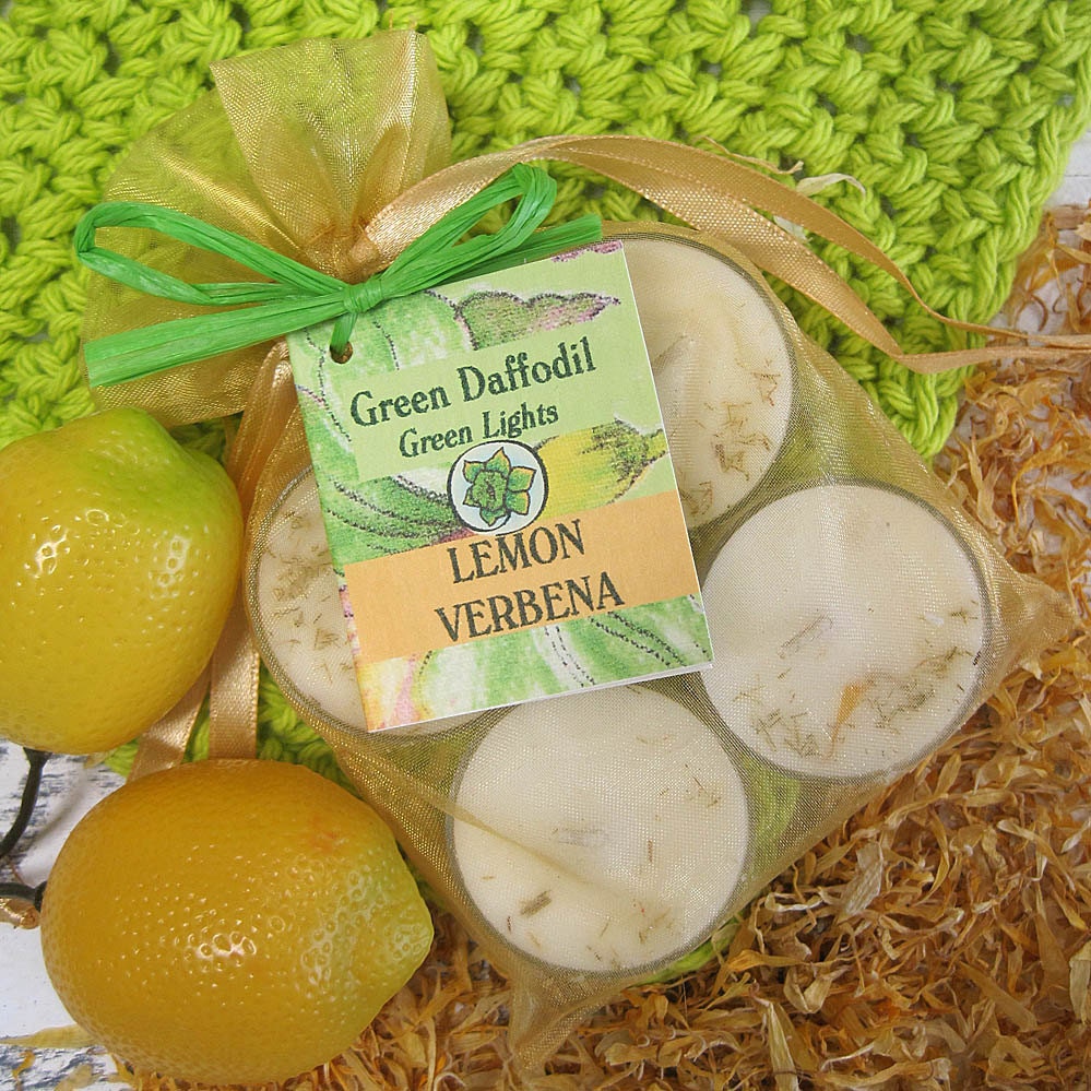 Lemon Verbena Soy Tealights 4 Pack - Green Daffodil - Handpoured - Siouxsan and Anne