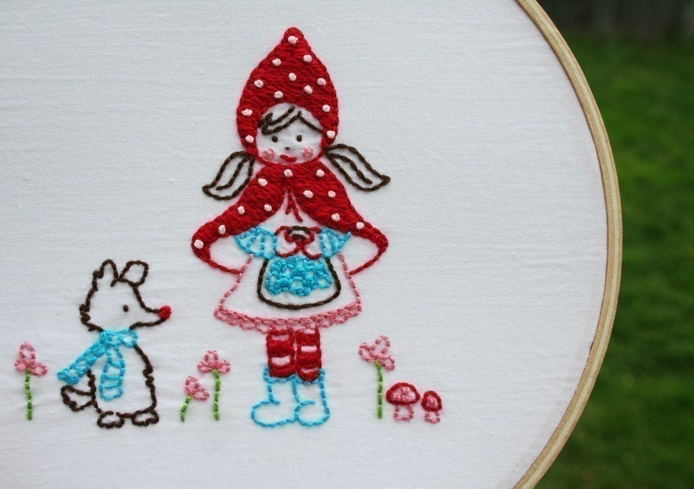Little Red Riding Hood (and her harmless wolfie friend) Embroidery Pattern