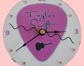 CD Clock Taylor Swift Country Music Guitar Pick Recycled Compact Disc Clock