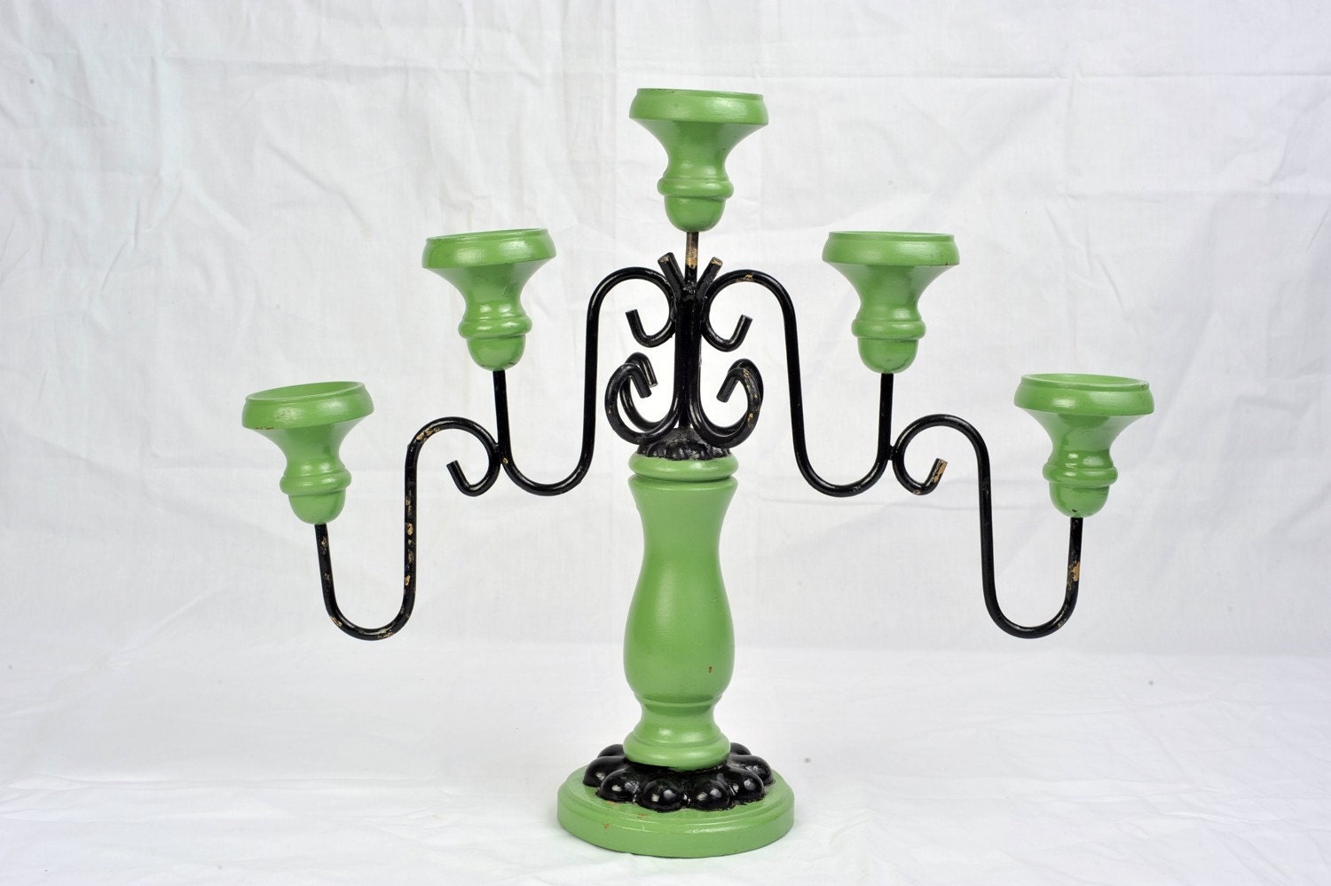 Vintage Pea Green Candelabra