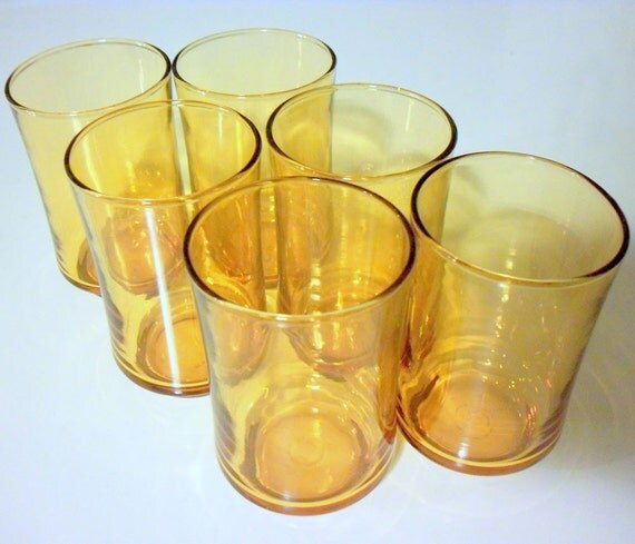 Vintage Small Juice Glasses Amber Glass Set By Leighlockandkey