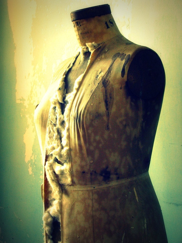 Preston Castle Mannequin Photograph 16x20 - vintage antique dress form old yellow aqua turquoise art