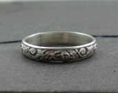 Wild Leaves Silver Band. Nature Ring. Wedding, Unisex, Autumn