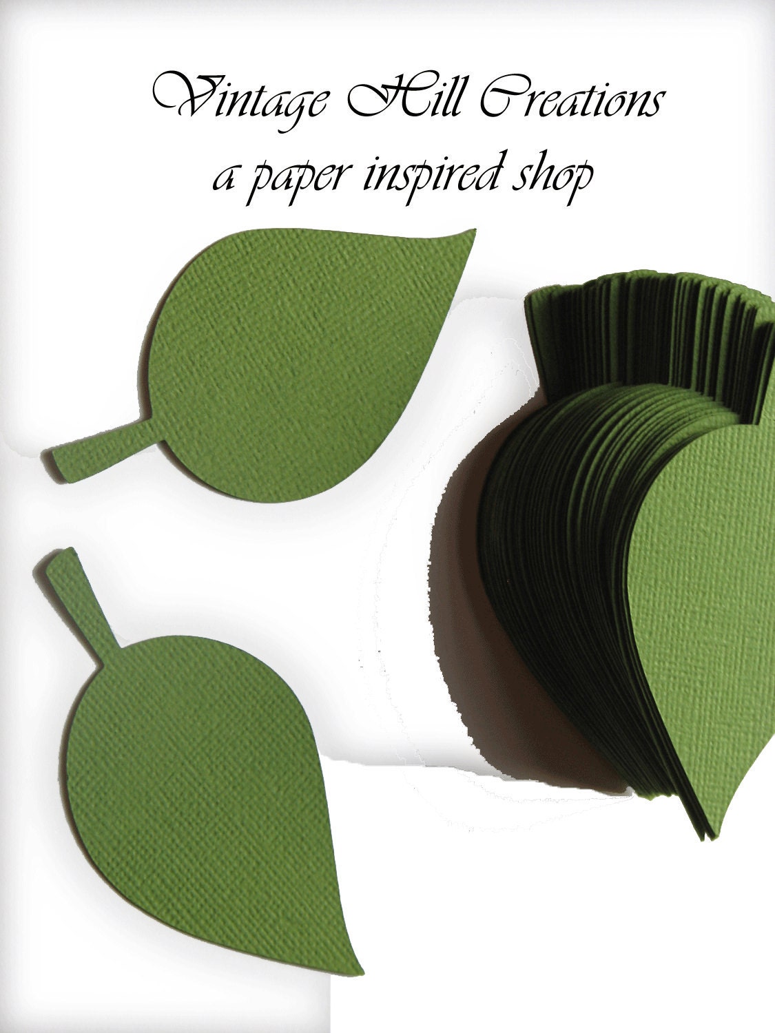 200 -4 inch- Paper Leaf -apple Leaves- Hillary Green - Wedding Place Cards, Escort Cards, Leaf Die Cut