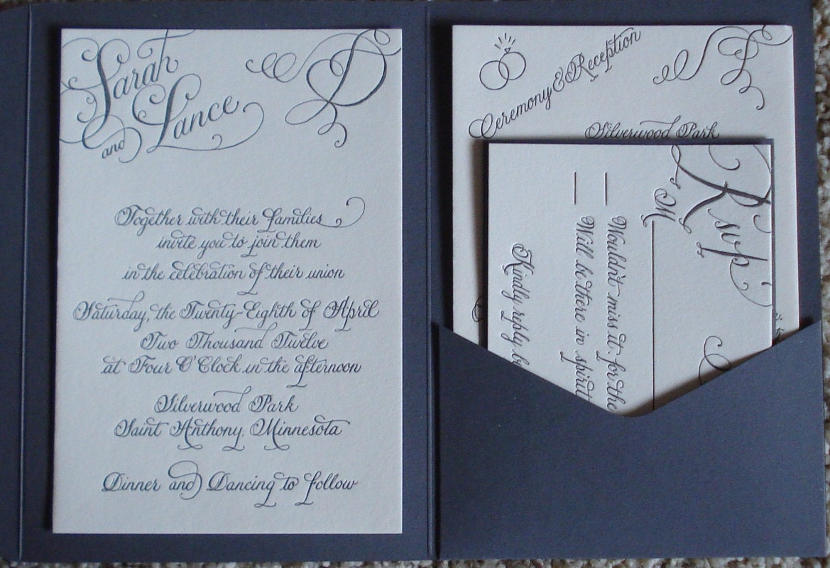 Wedding invitation suite in hand Calligraphy