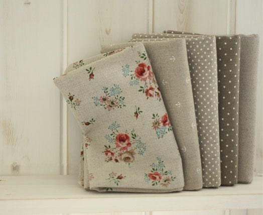 Chic Natural Linen Fat Eighth Set of 5, U1125