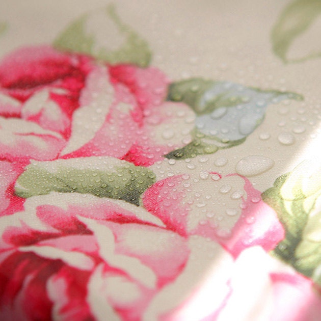 For Anna, 5 Yards of Waterproof Big Floral Roses on WHITE Cotton, U3153