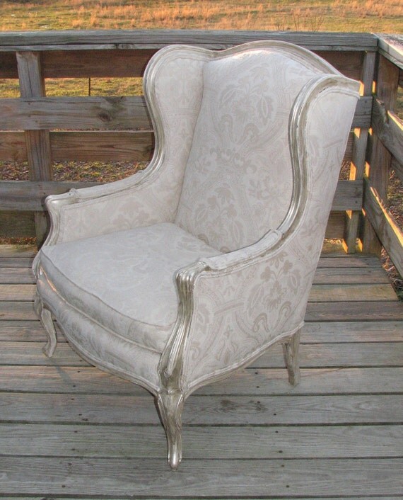 Reserved Refurbished French Wingback chair newly by TheShabbyHome