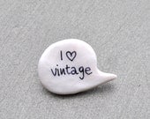 Vintage brooch white polymer clay pin