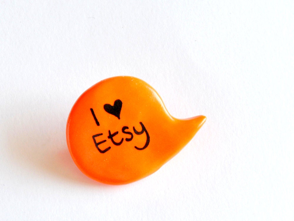 Etsy birthday tangerine polymer clay brooch orange Etsy balloon speech bubble - madamaRobe