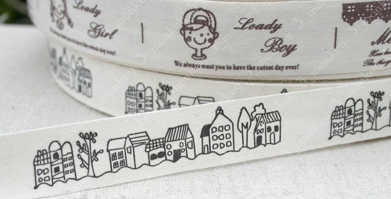 Ribbon / sewing tape - country house