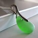 Sea Glass Necklace, Spring Green, Sterling Silver, Simple, Summer Fashion, Handmade - Kiwi Green