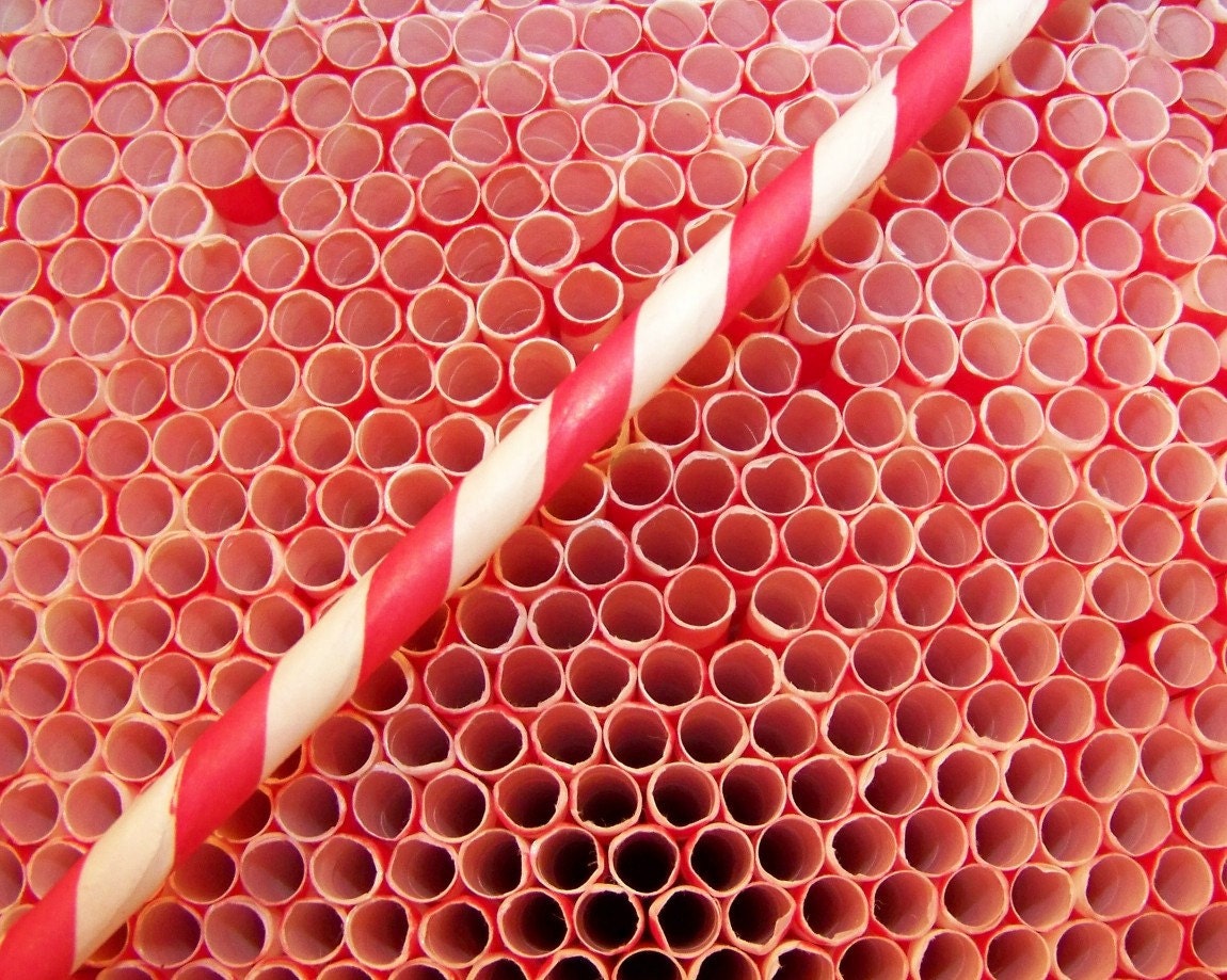 Paper Stripe Straws 25 Red Stripe Candly Cane Stripes Ships Everywhere Quickly...Other Colors And Quantities Available...