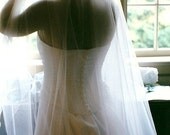 Sarah's  Fingertip length veil, edged in cord