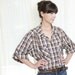 Vintage 1970s Plaid Shirt with Metallic Gold Stripe - Plus Size