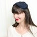 Vintage 1950s Hat - 50s Hat - Dark Navy Blue Pleated Hat