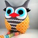 Handmade Owl Stuffed Animal Pillow plush toy bellamina's owl pillow Circles in Marigold