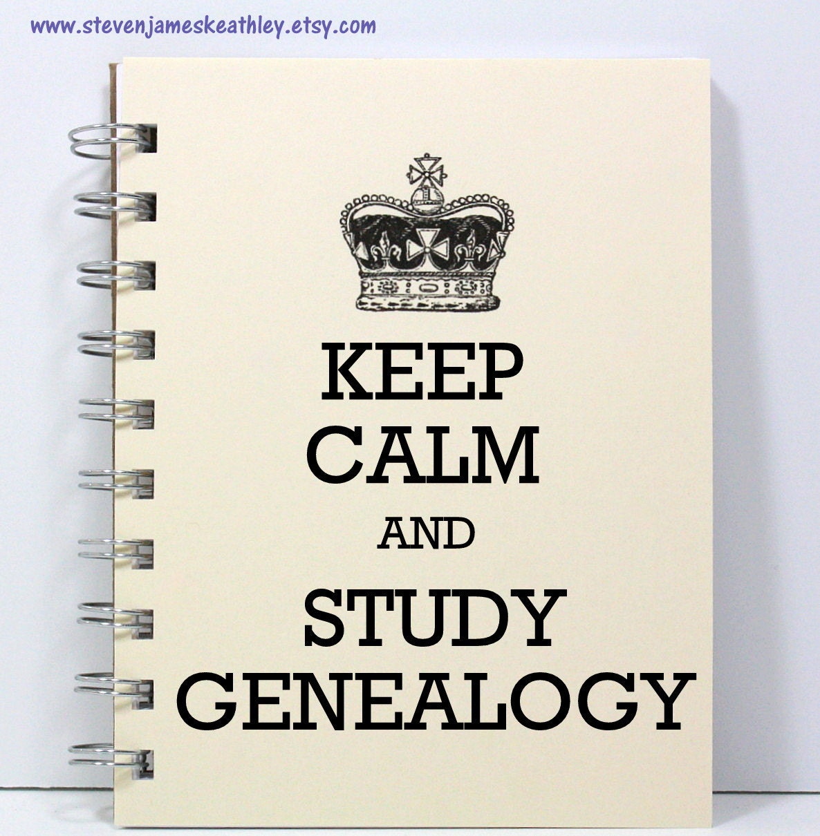 Genealogy Journal Notebook Diary Sketch Book - Keep Calm and Study Genealogy - Ivory