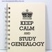 Genealogy Journal Notebook Diary Sketch Book - Keep Calm and Study Genealogy - Ivory