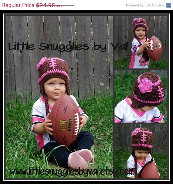 B2School Sale Girly Football Hat Infant-Adult Sizes Available