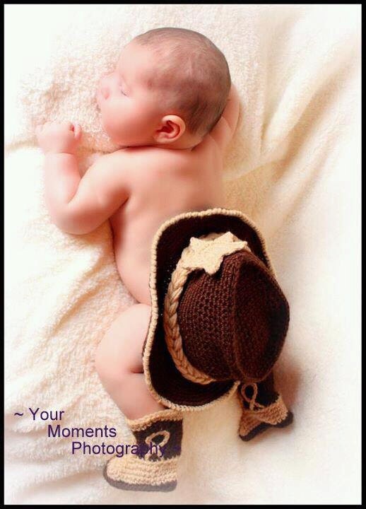 Baby cowboy hat and boots chocolate brown and tan newborn and beyond
