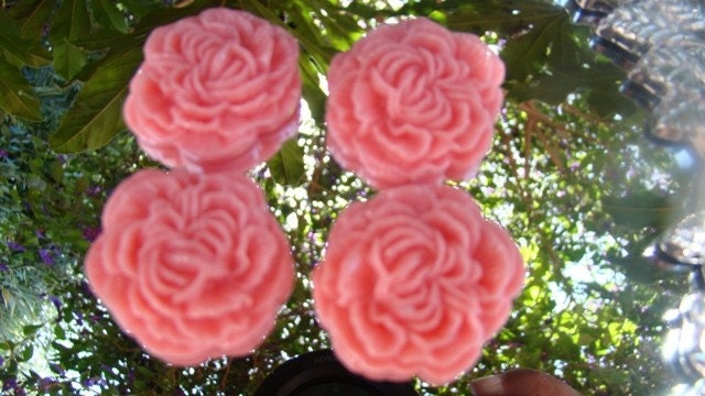 CLEARANCE 4 Coral/Peach Gorgeous Peony Resin/Lucite Flower Cabochons