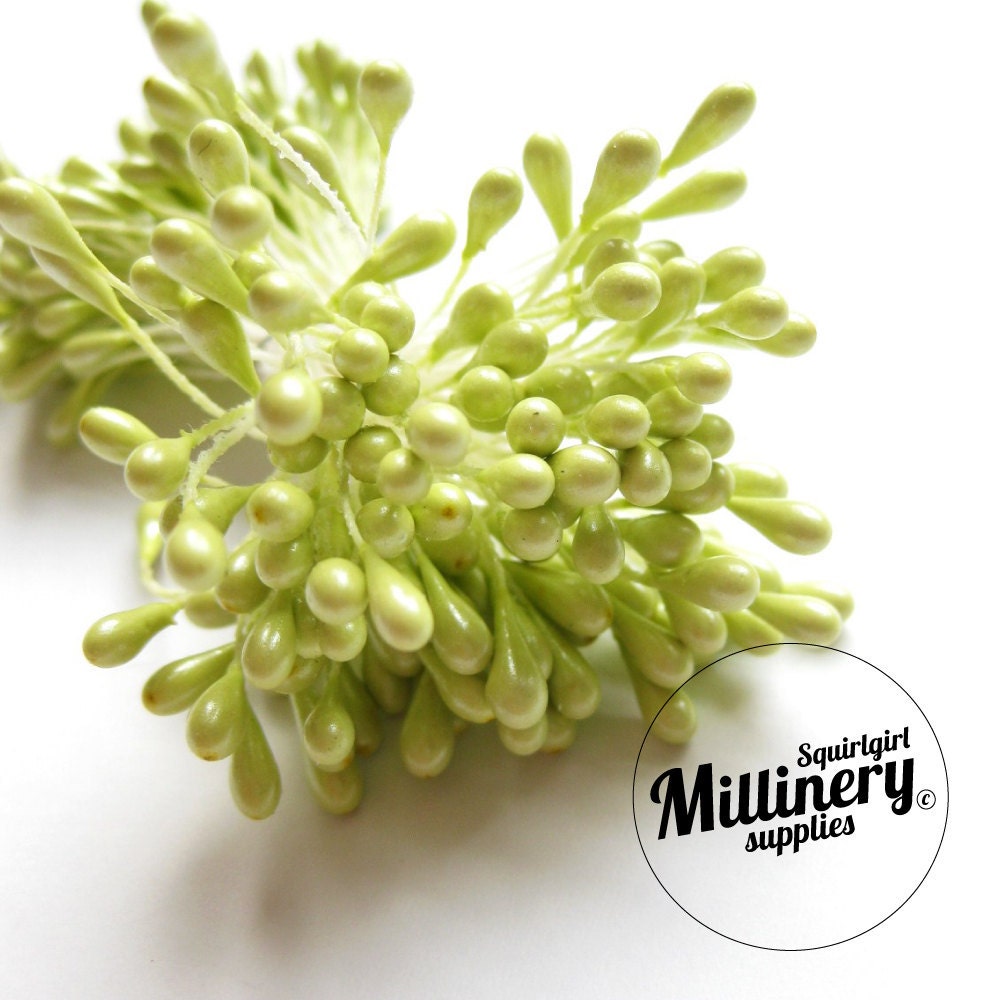 Bunch of 100 Double Sided Flower Stamens for Flower Making - Lime Green