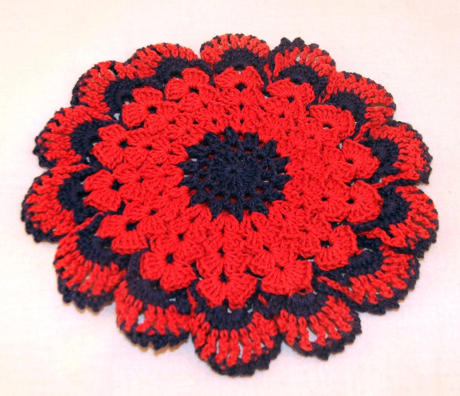 Red and blue double thick trivet/potholder