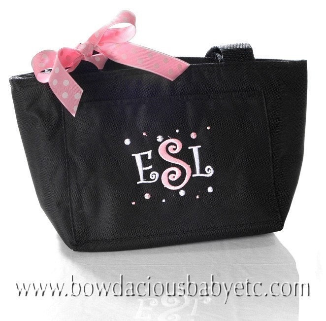 Initial Monogrammed Lunch Bag or Tote, Custom Colors and Name