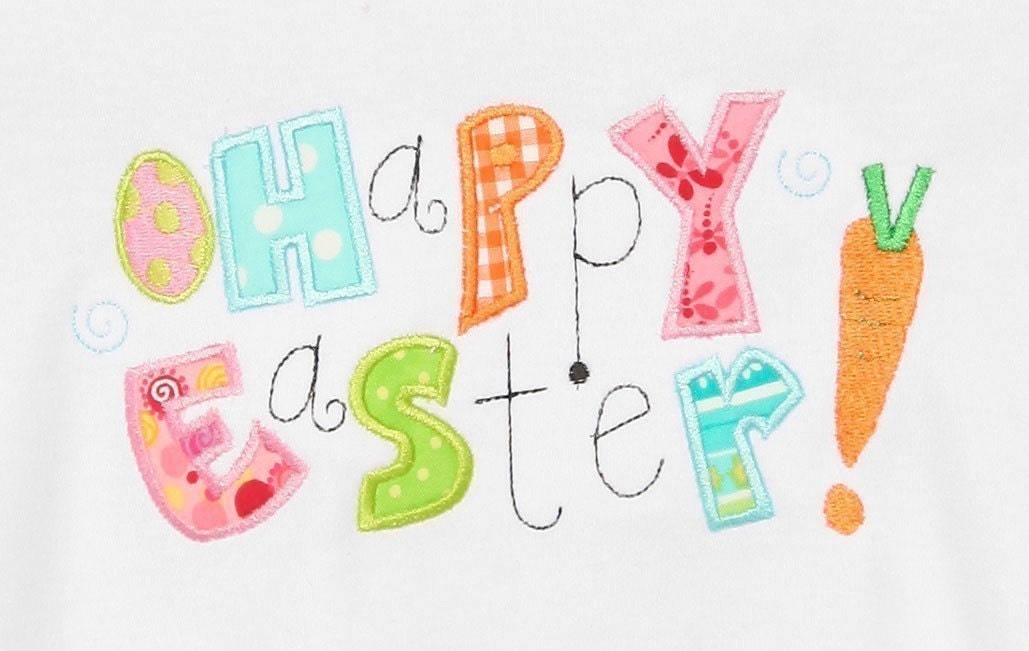 Happy Easter Appliqued Children's Easter Shirt, Long or short sleeves, Sizes 3-6months to Size 12, Girls, Boys, Twins