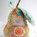 Bosc Crazy Quilted Pear Pincushion hand embroidered