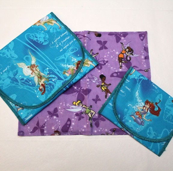 Tinker Bell and Friends Snack Pack Reusable lunch bags and napkin