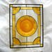 Vintage Sandwich Glass Stained Glass Plate Panel with Amber Tiara Dishes