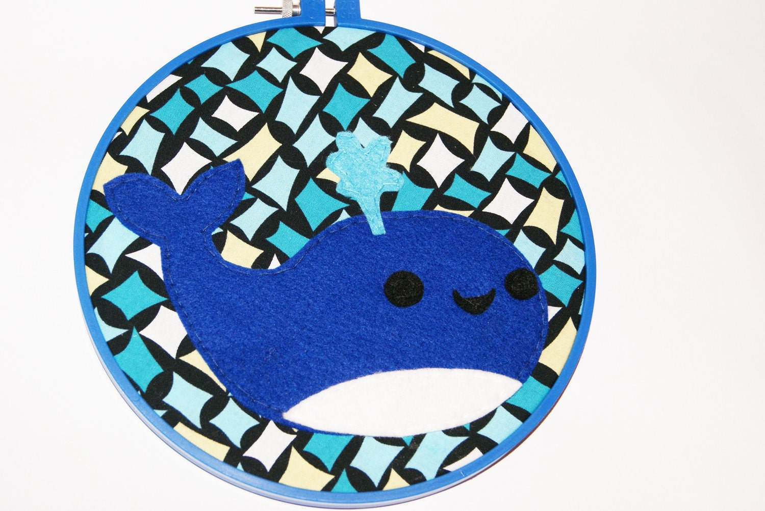 Blue Whale Embroidery Hoop Wall Decor/Hanging Bright Kawaii Ocean