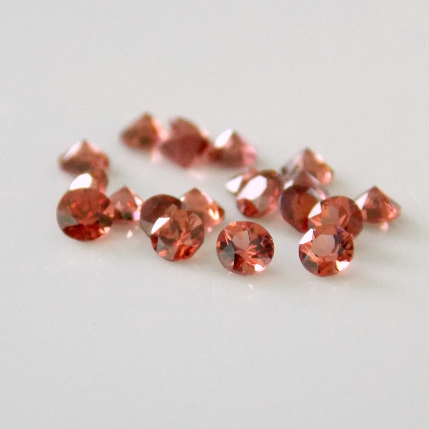 Malaya Red Orange Garnet 2.5mm Calibrated Round Gem for Setting Set of TWO