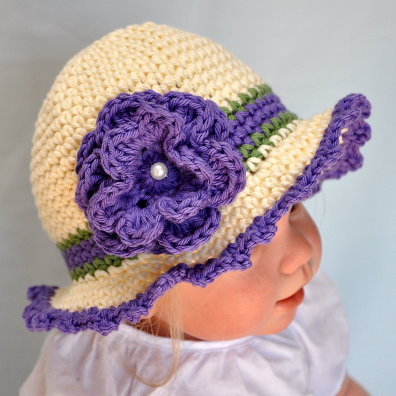 Cotton Summer Crochet Hat for Newborn or 0-6 months