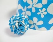 Aloha Duck Tape Rose Ring - Sky Blue and White Flower Jewelry