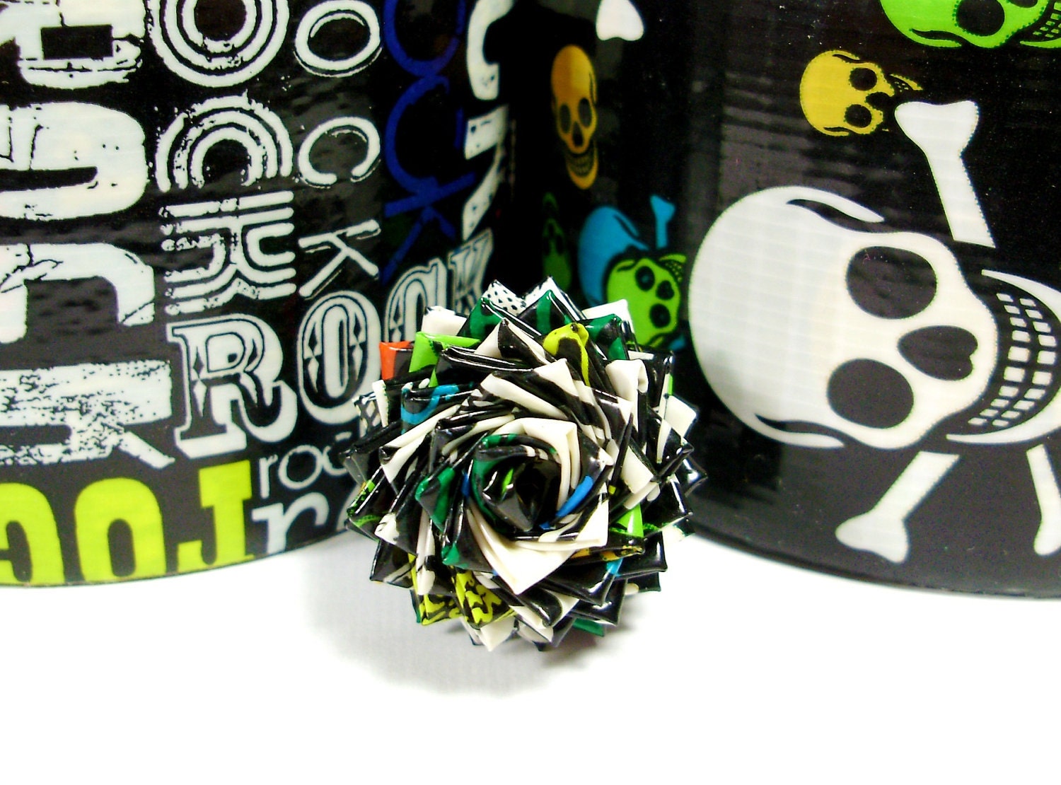 Rock and Skulls Duct Tape Rose Ring