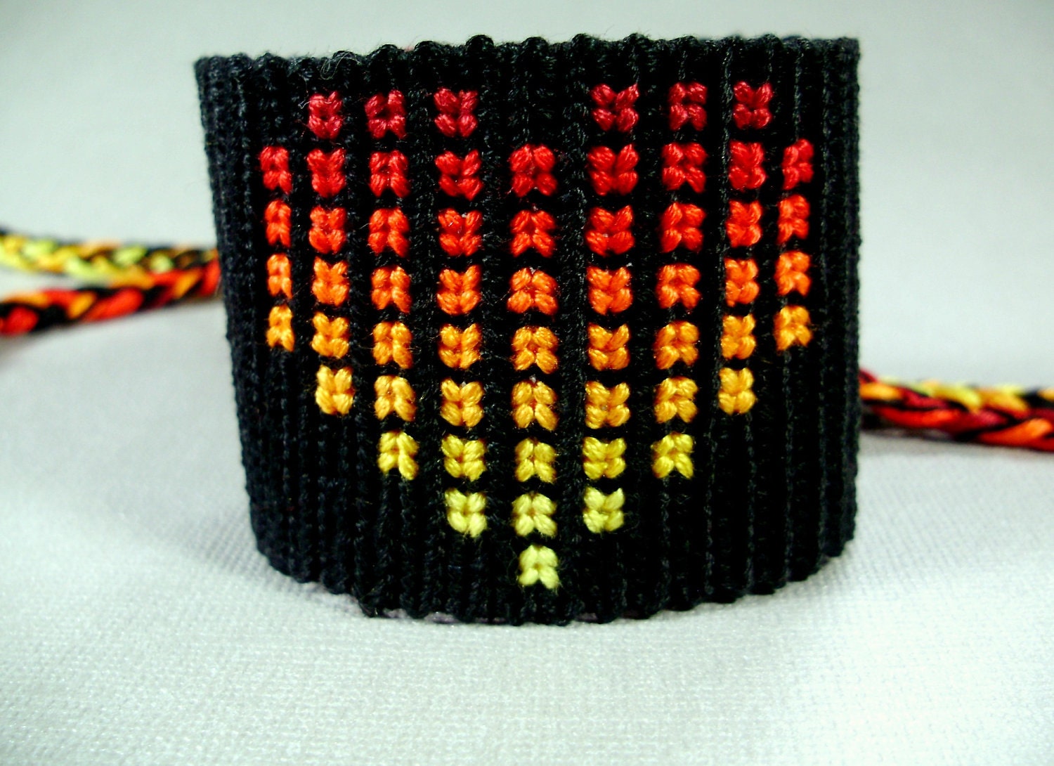 Handmade Flame Heart Friendship Bracelet - Pixelated Heart Micro-Macrame Bracelet