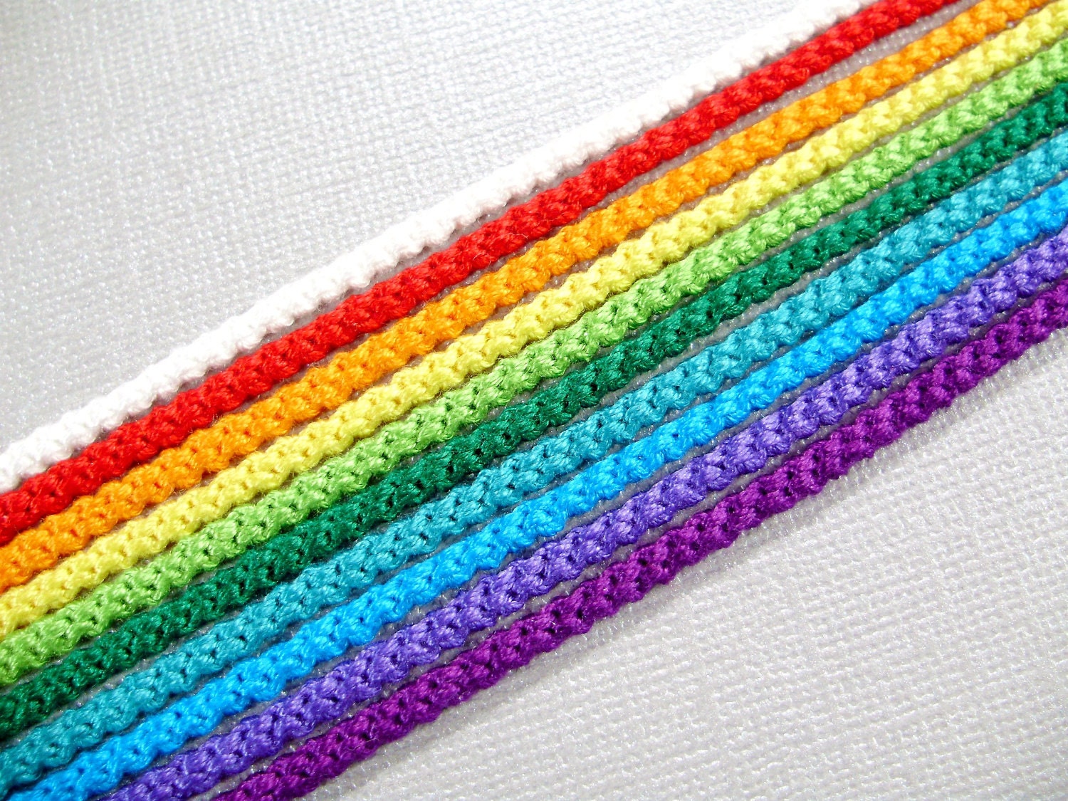 Rainbow and White Friendship Bracelet Set - Ten Bracelets